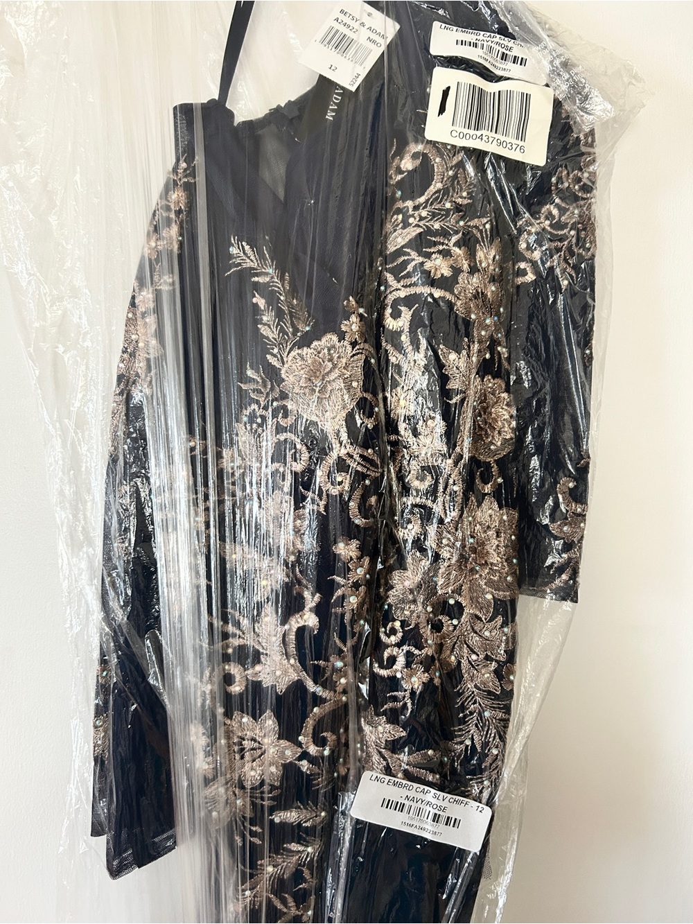 Betsy and Adam Navy Floral Embroidered A-Line Maxi Dress - Picture 11 of 11